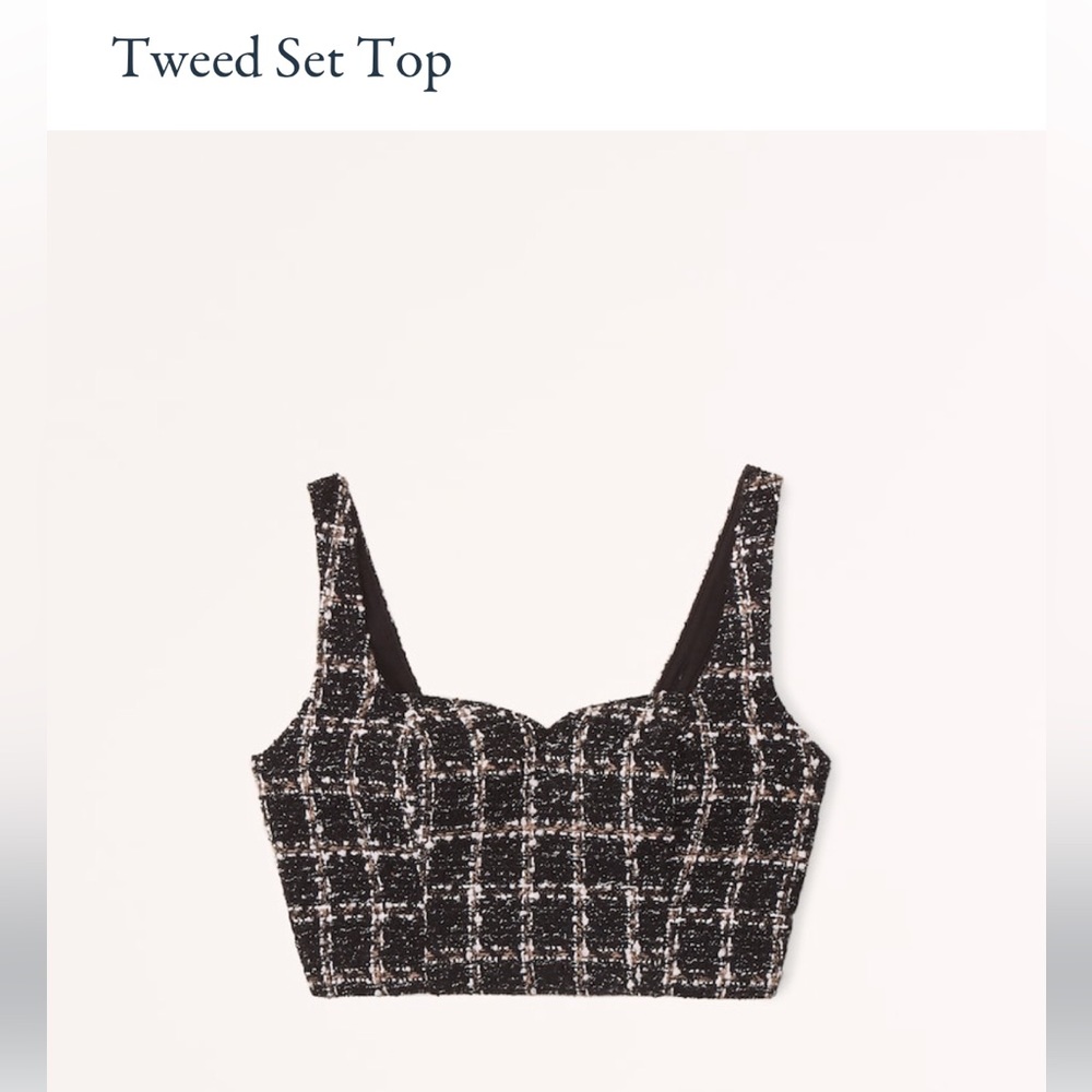 *NWT❗️A&F B&W Plaid Tweed Set Top